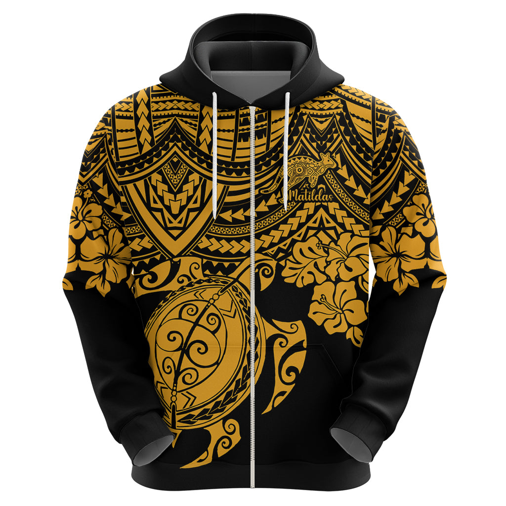 custom-australia-matildas-hoodie-hibiscus-and-turtle-with-polynesian-pattern
