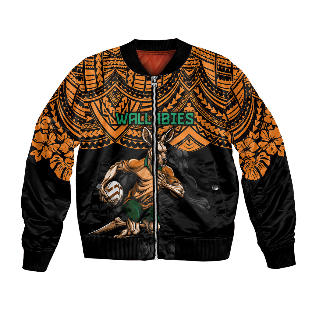 cusrom-australia-wallabies-rugby-bomber-jacket-hibiscus-and-turtle-with-polynesian-pattern