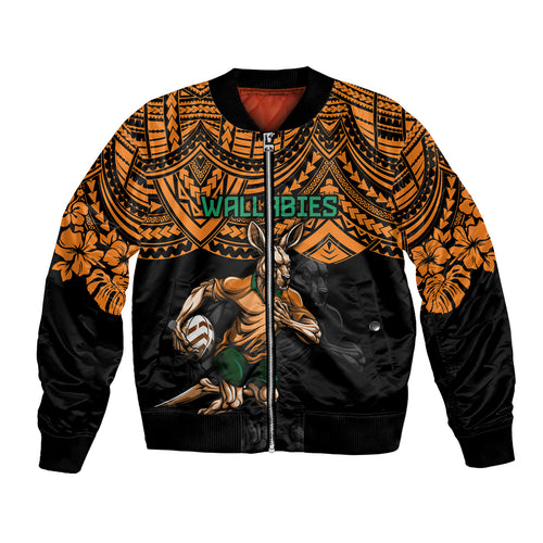 cusrom-australia-wallabies-rugby-bomber-jacket-hibiscus-and-turtle-with-polynesian-pattern