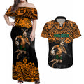 cusrom-australia-wallabies-rugby-couples-matching-off-shoulder-maxi-dress-and-hawaiian-shirt-hibiscus-and-turtle-with-polynesian-pattern