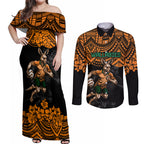 cusrom-australia-wallabies-rugby-couples-matching-off-shoulder-maxi-dress-and-long-sleeve-button-shirt-hibiscus-and-turtle-with-polynesian-pattern