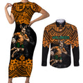 cusrom-australia-wallabies-rugby-couples-matching-short-sleeve-bodycon-dress-and-long-sleeve-button-shirt-hibiscus-and-turtle-with-polynesian-pattern