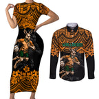 cusrom-australia-wallabies-rugby-couples-matching-short-sleeve-bodycon-dress-and-long-sleeve-button-shirt-hibiscus-and-turtle-with-polynesian-pattern