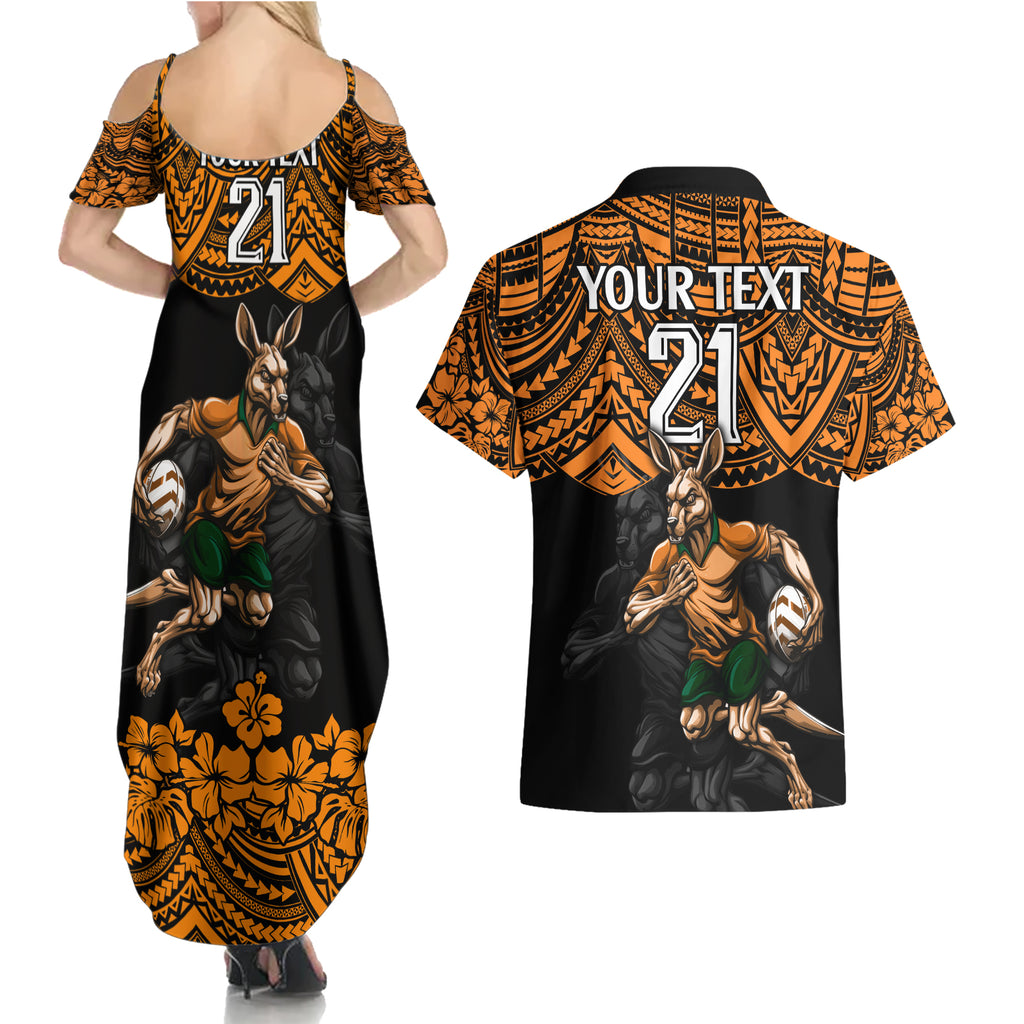 cusrom-australia-wallabies-rugby-couples-matching-summer-maxi-dress-and-hawaiian-shirt-hibiscus-and-turtle-with-polynesian-pattern