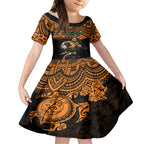 cusrom-australia-wallabies-rugby-kid-short-sleeve-dress-hibiscus-and-turtle-with-polynesian-pattern