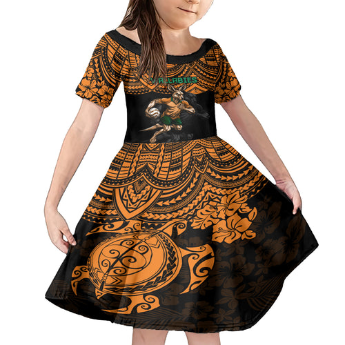 cusrom-australia-wallabies-rugby-kid-short-sleeve-dress-hibiscus-and-turtle-with-polynesian-pattern