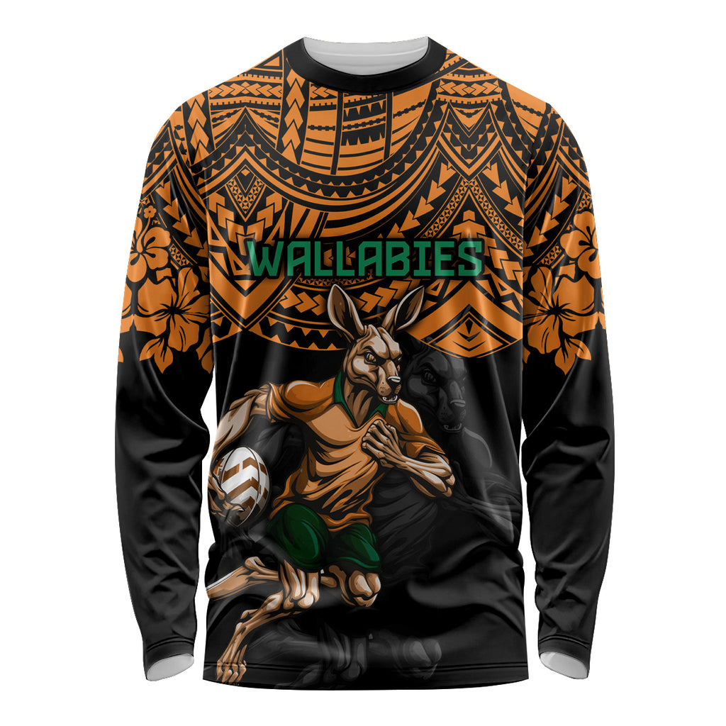 cusrom-australia-wallabies-rugby-long-sleeve-shirt-hibiscus-and-turtle-with-polynesian-pattern