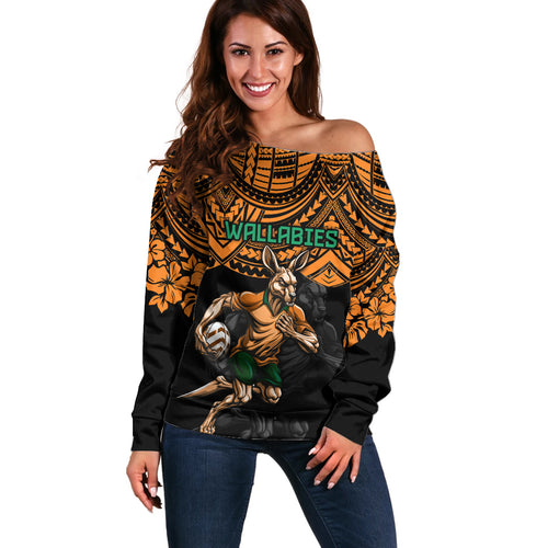 cusrom-australia-wallabies-rugby-off-shoulder-sweater-hibiscus-and-turtle-with-polynesian-pattern