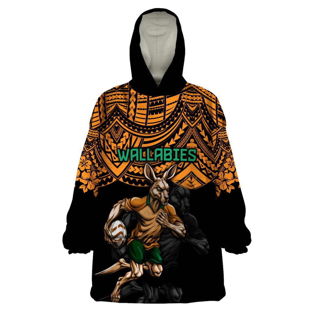 cusrom-australia-wallabies-rugby-wearable-blanket-hoodie-hibiscus-and-turtle-with-polynesian-pattern