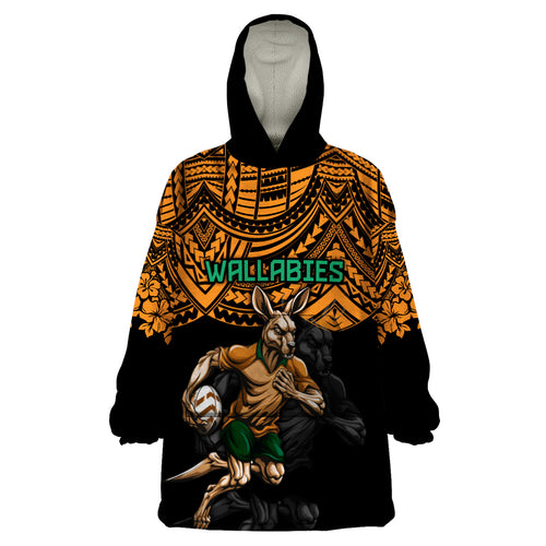 cusrom-australia-wallabies-rugby-wearable-blanket-hoodie-hibiscus-and-turtle-with-polynesian-pattern