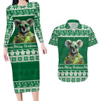 personalised-australia-koala-christmas-couples-matching-long-sleeve-bodycon-dress-and-hawaiian-shirt-santa-koala-stay-cool