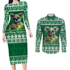 personalised-australia-koala-christmas-couples-matching-long-sleeve-bodycon-dress-and-long-sleeve-button-shirt-santa-koala-stay-cool