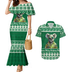 personalised-australia-koala-christmas-couples-matching-mermaid-dress-and-hawaiian-shirt-santa-koala-stay-cool