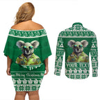 personalised-australia-koala-christmas-couples-matching-off-shoulder-short-dress-and-long-sleeve-button-shirt-santa-koala-stay-cool
