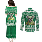 personalised-australia-koala-christmas-couples-matching-puletasi-dress-and-long-sleeve-button-shirt-santa-koala-stay-cool