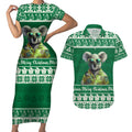 personalised-australia-koala-christmas-couples-matching-short-sleeve-bodycon-dress-and-hawaiian-shirt-santa-koala-stay-cool