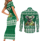 personalised-australia-koala-christmas-couples-matching-short-sleeve-bodycon-dress-and-long-sleeve-button-shirt-santa-koala-stay-cool