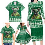 personalised-australia-koala-christmas-family-matching-long-sleeve-bodycon-dress-and-hawaiian-shirt-santa-koala-stay-cool