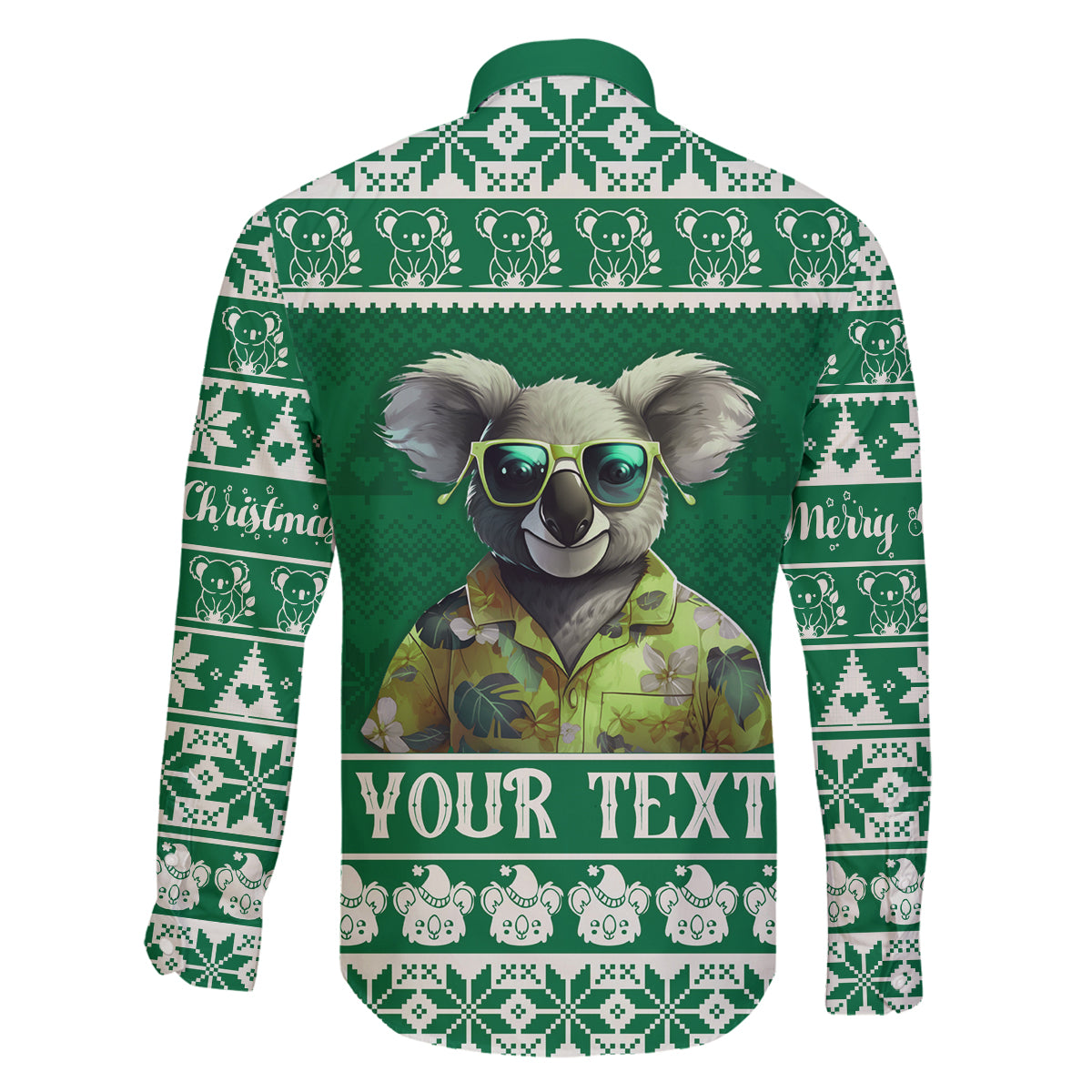personalised-australia-koala-christmas-family-matching-long-sleeve-bodycon-dress-and-hawaiian-shirt-santa-koala-stay-cool