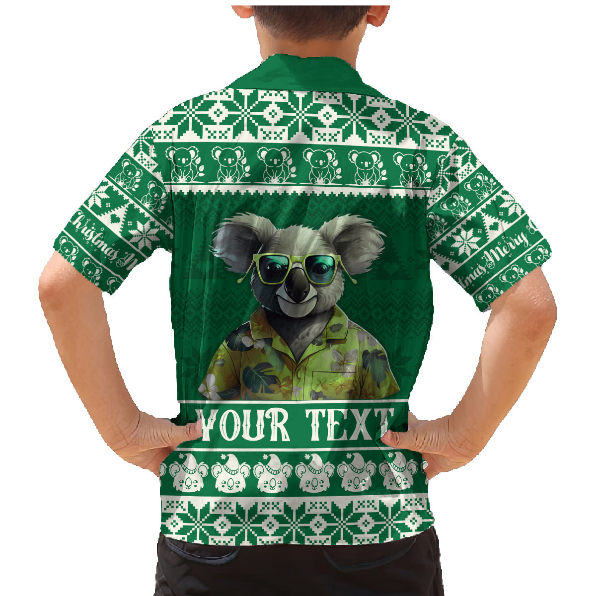 personalised-australia-koala-christmas-family-matching-mermaid-dress-and-hawaiian-shirt-santa-koala-stay-cool