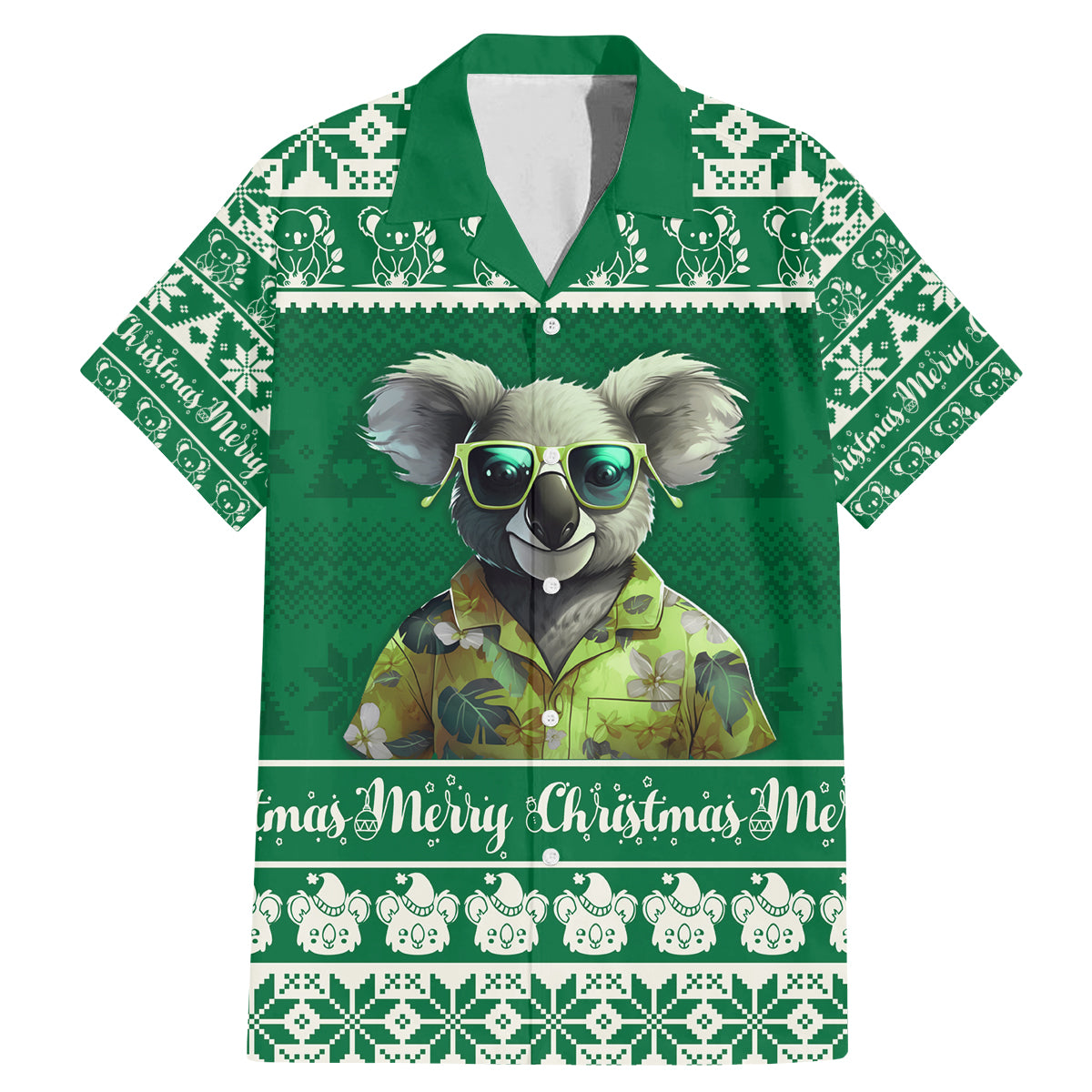 personalised-australia-koala-christmas-family-matching-mermaid-dress-and-hawaiian-shirt-santa-koala-stay-cool