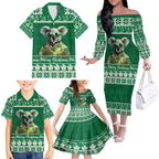 personalised-australia-koala-christmas-family-matching-off-shoulder-long-sleeve-dress-and-hawaiian-shirt-santa-koala-stay-cool