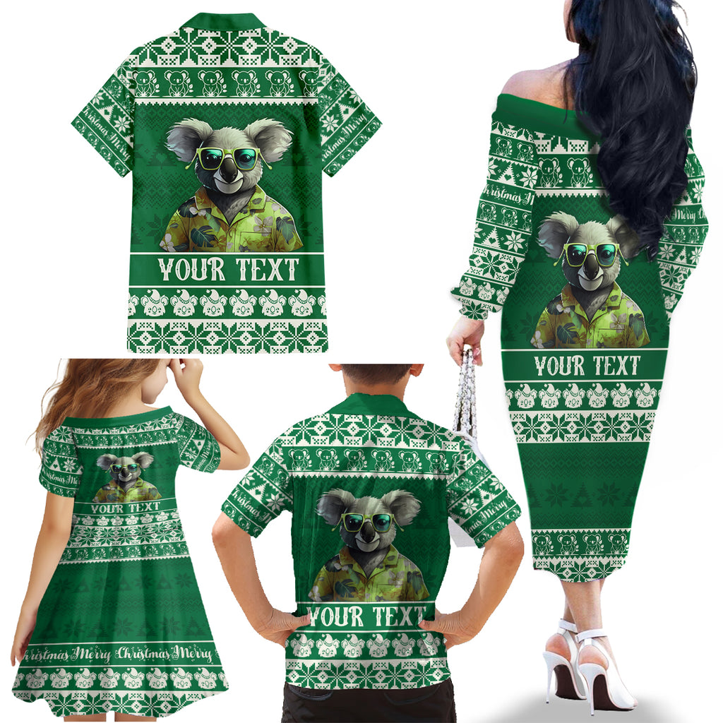 personalised-australia-koala-christmas-family-matching-off-shoulder-long-sleeve-dress-and-hawaiian-shirt-santa-koala-stay-cool