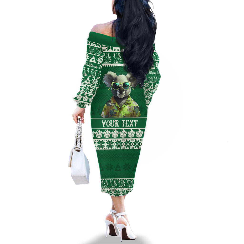 personalised-australia-koala-christmas-family-matching-off-shoulder-long-sleeve-dress-and-hawaiian-shirt-santa-koala-stay-cool