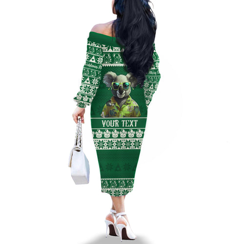 personalised-australia-koala-christmas-family-matching-off-shoulder-long-sleeve-dress-and-hawaiian-shirt-santa-koala-stay-cool