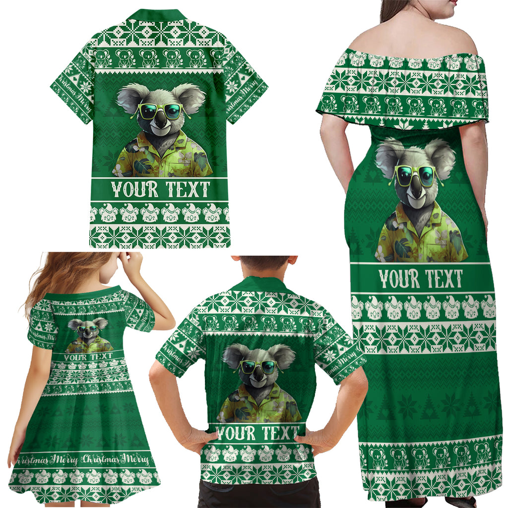 personalised-australia-koala-christmas-family-matching-off-shoulder-maxi-dress-and-hawaiian-shirt-santa-koala-stay-cool