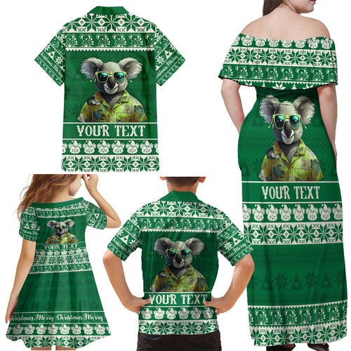personalised-australia-koala-christmas-family-matching-off-shoulder-maxi-dress-and-hawaiian-shirt-santa-koala-stay-cool