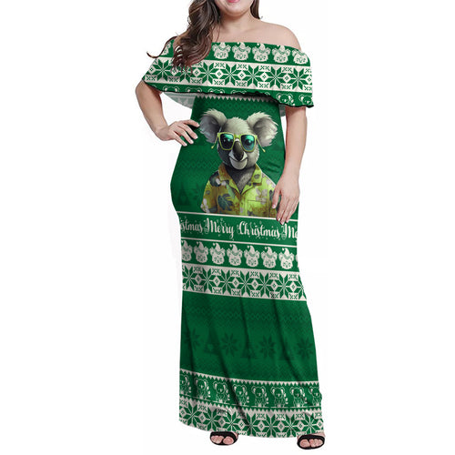 personalised-australia-koala-christmas-family-matching-off-shoulder-maxi-dress-and-hawaiian-shirt-santa-koala-stay-cool