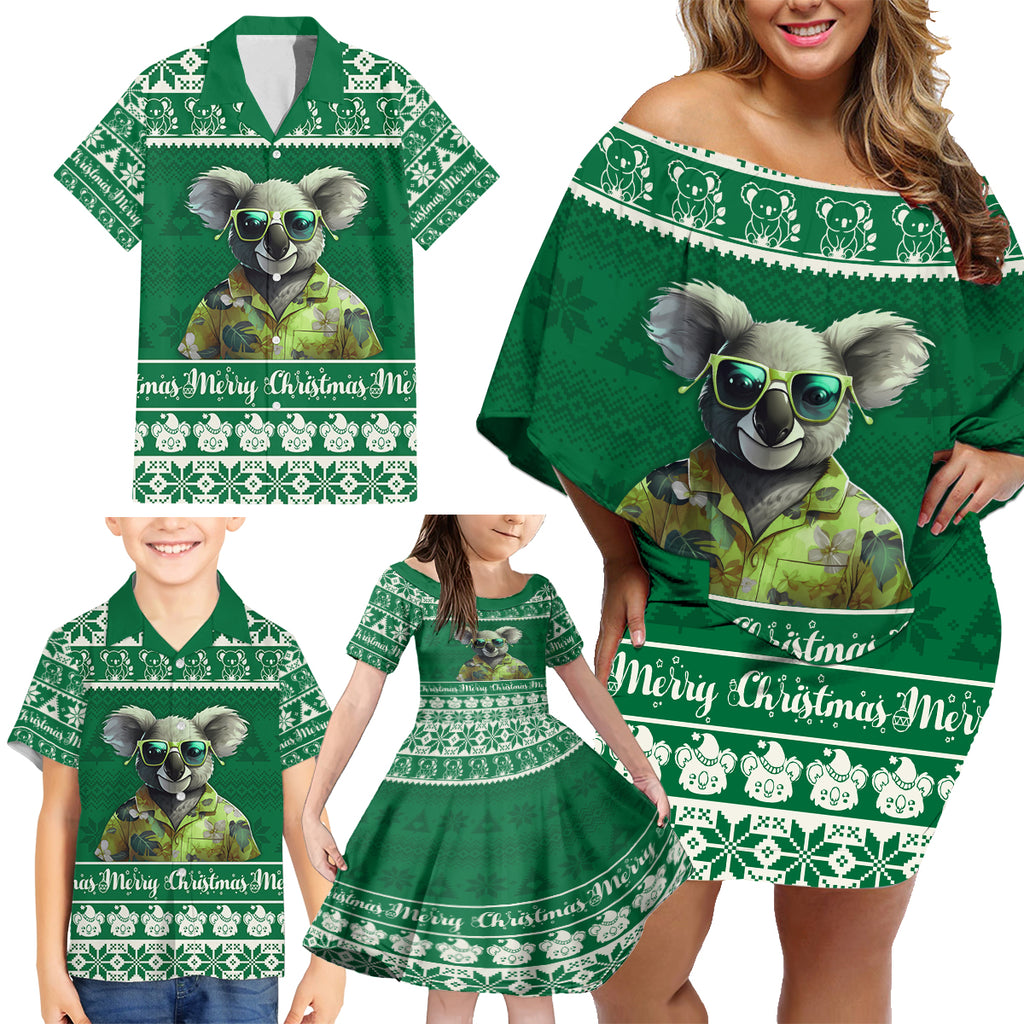 personalised-australia-koala-christmas-family-matching-off-shoulder-short-dress-and-hawaiian-shirt-santa-koala-stay-cool