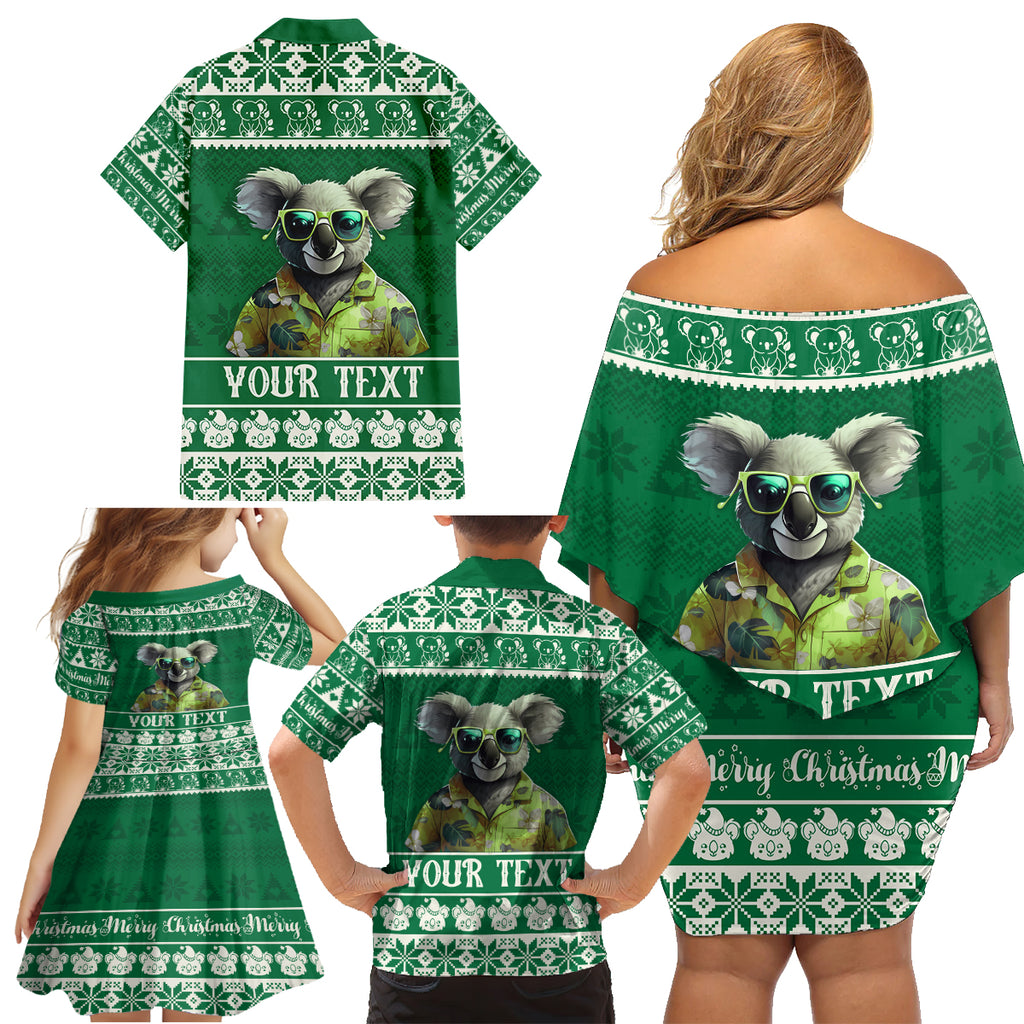 personalised-australia-koala-christmas-family-matching-off-shoulder-short-dress-and-hawaiian-shirt-santa-koala-stay-cool