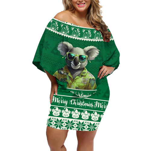 personalised-australia-koala-christmas-family-matching-off-shoulder-short-dress-and-hawaiian-shirt-santa-koala-stay-cool
