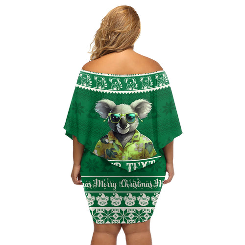 personalised-australia-koala-christmas-family-matching-off-shoulder-short-dress-and-hawaiian-shirt-santa-koala-stay-cool