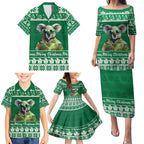 personalised-australia-koala-christmas-family-matching-puletasi-dress-and-hawaiian-shirt-santa-koala-stay-cool
