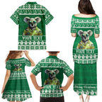 personalised-australia-koala-christmas-family-matching-puletasi-dress-and-hawaiian-shirt-santa-koala-stay-cool