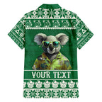 personalised-australia-koala-christmas-family-matching-puletasi-dress-and-hawaiian-shirt-santa-koala-stay-cool