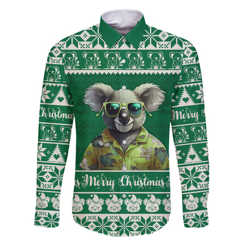 personalised-australia-koala-christmas-family-matching-puletasi-dress-and-hawaiian-shirt-santa-koala-stay-cool