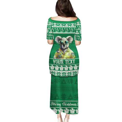 personalised-australia-koala-christmas-family-matching-puletasi-dress-and-hawaiian-shirt-santa-koala-stay-cool