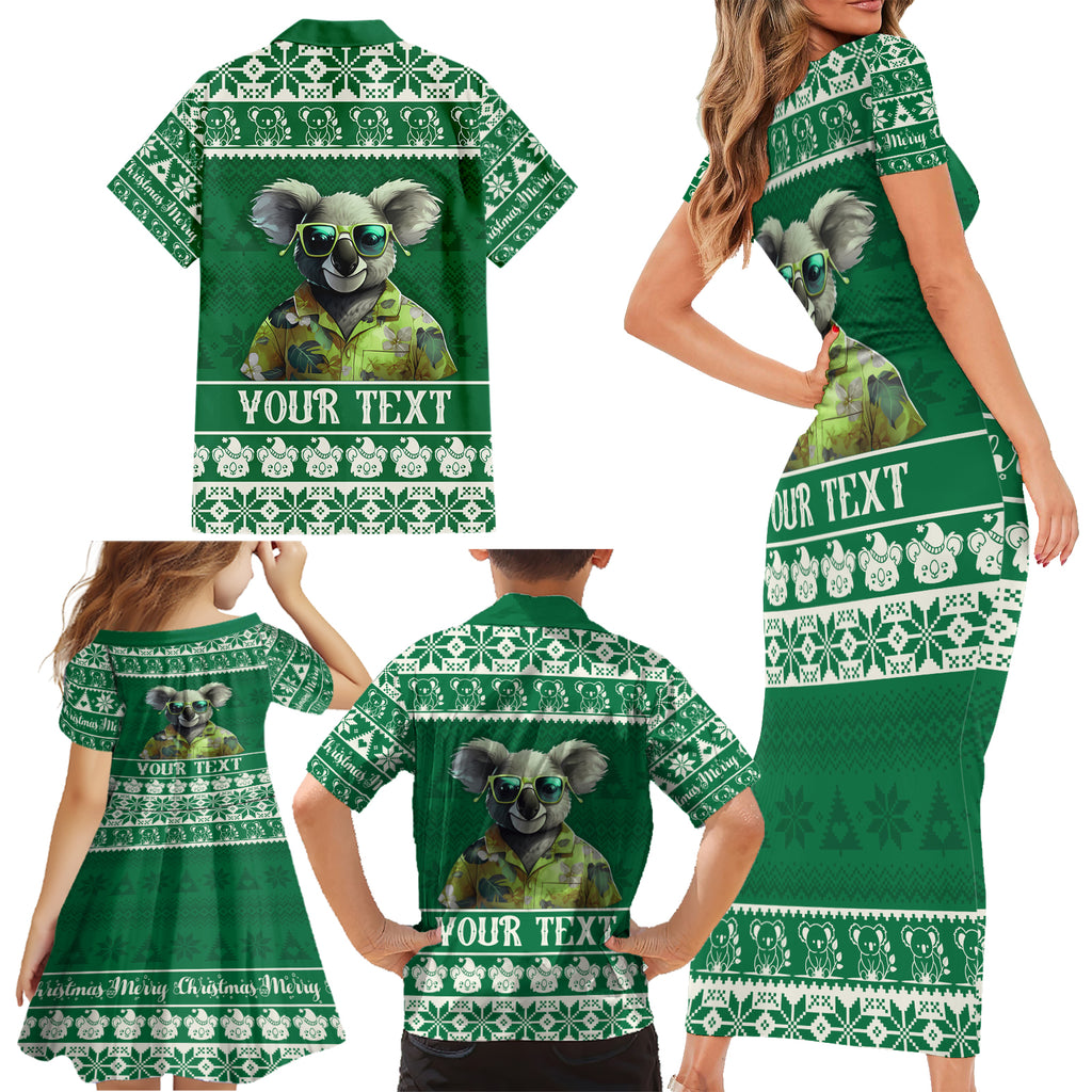 personalised-australia-koala-christmas-family-matching-short-sleeve-bodycon-dress-and-hawaiian-shirt-santa-koala-stay-cool