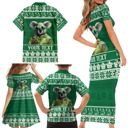 personalised-australia-koala-christmas-family-matching-short-sleeve-bodycon-dress-and-hawaiian-shirt-santa-koala-stay-cool