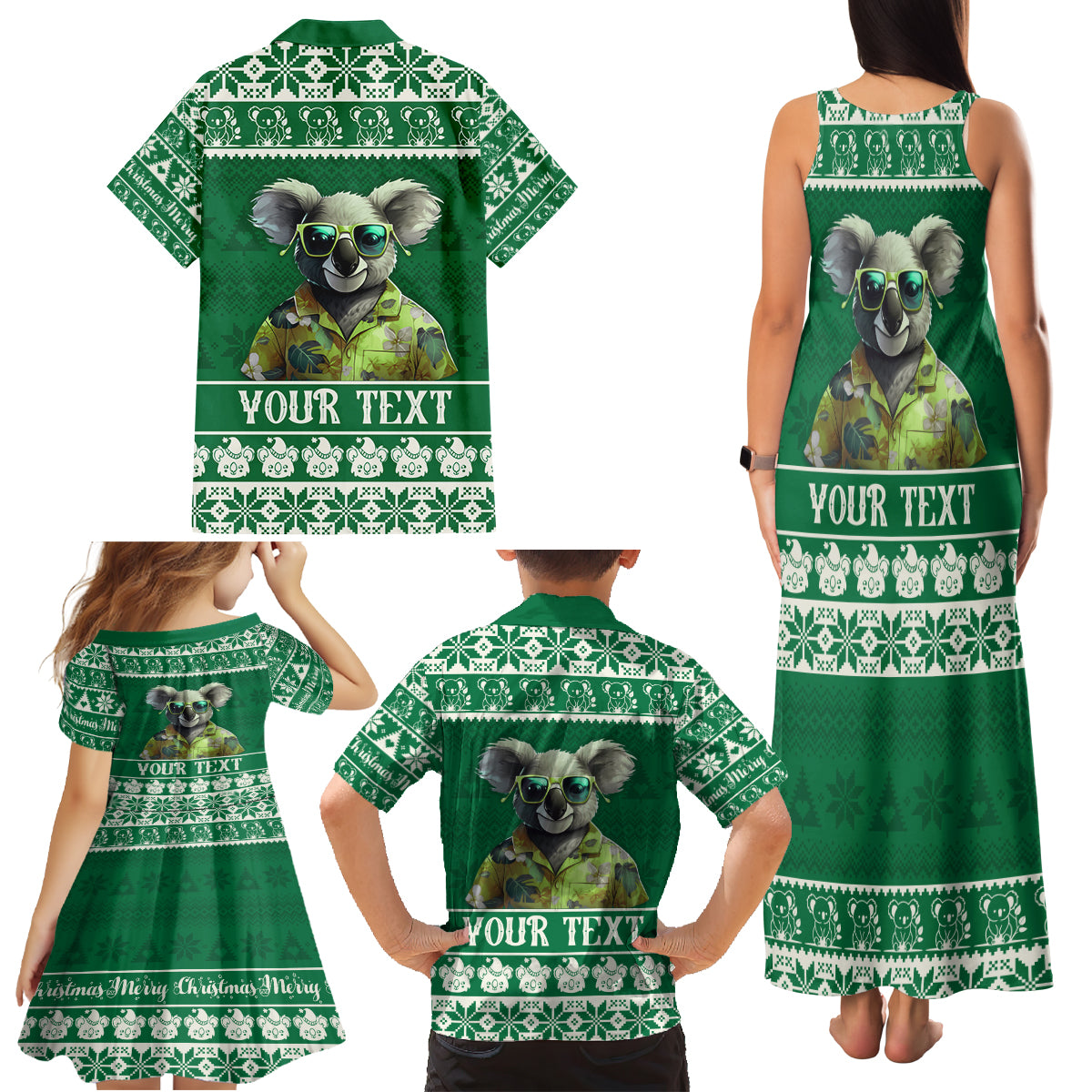personalised-australia-koala-christmas-family-matching-tank-maxi-dress-and-hawaiian-shirt-santa-koala-stay-cool