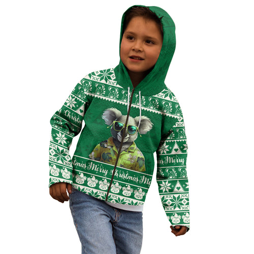 personalised-australia-koala-christmas-kid-hoodie-santa-koala-stay-cool