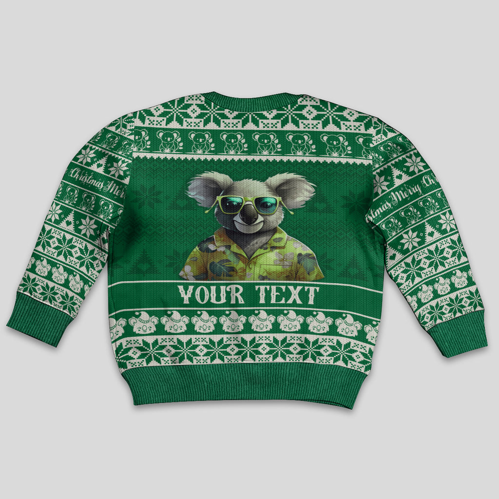 personalised-australia-koala-christmas-kid-ugly-christmas-sweater-santa-koala-stay-cool