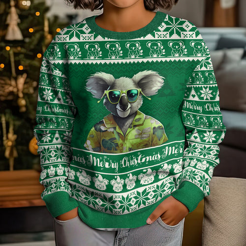 personalised-australia-koala-christmas-kid-ugly-christmas-sweater-santa-koala-stay-cool