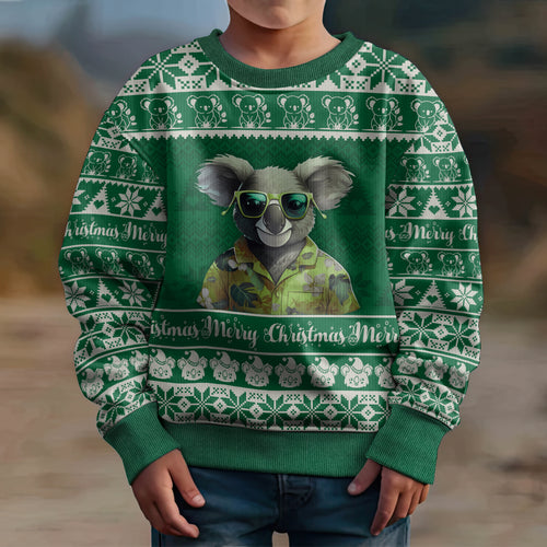 personalised-australia-koala-christmas-kid-ugly-christmas-sweater-santa-koala-stay-cool