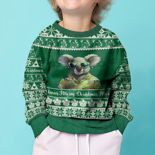 personalised-australia-koala-christmas-kid-ugly-christmas-sweater-santa-koala-stay-cool