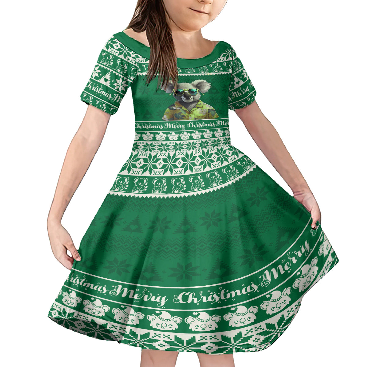 personalised-australia-koala-christmas-kid-short-sleeve-dress-santa-koala-stay-cool